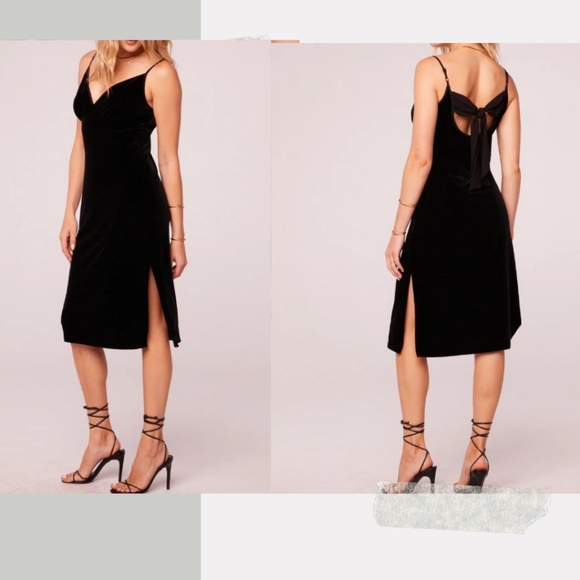 NWT Band of the Free Size Medium Girl Crush Black Velvet Back-Tie Midi Dress - Picture 16 of 16